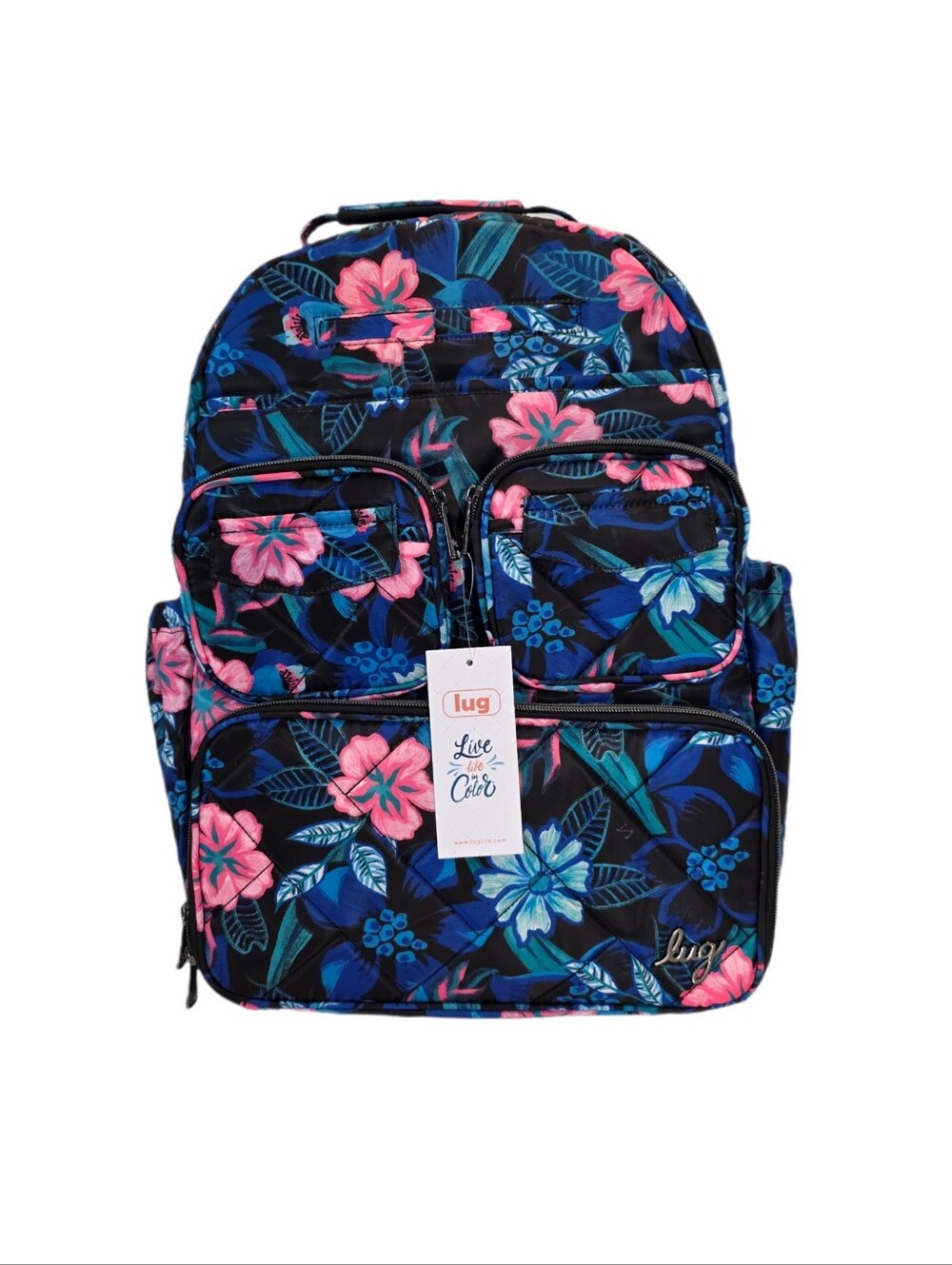 Lug Puddle Jumper Backpack - Black with Pink & Blues Floral - NWT - Picture 12 of 12